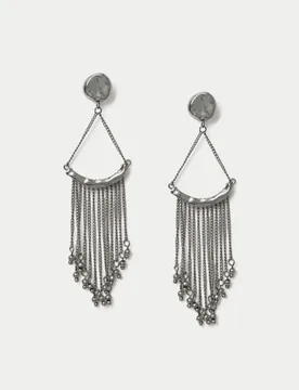 Chain Fringe Drop Earring Silver female - M&S - FashionsVida