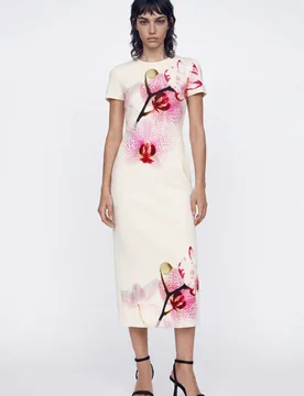 Robe midi orchidées M. Christian Lacroix WHITE XS female - Desigual - FashionsVida