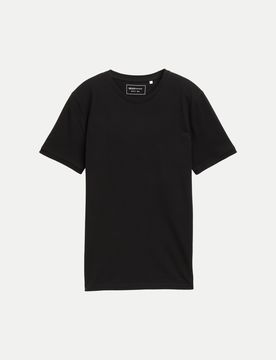 T-Shirt aus Piqué-Stoff Schwarz L