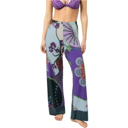 Pantalon pijama largo estampado pierna recta de mujer