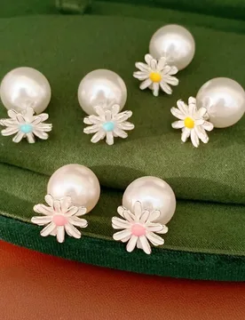 Faux Pearl Daisy Stud Earrings Multi-color Sweet Flower Piercing Earrings for Women - Aliexpress - FashionsVida