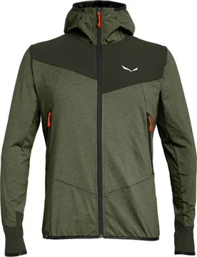 Veste polaire stretch - Agner Hybrid PL DST M FZ Hoody Dark Olive Melange - Taille L - Kaki - Salewa - FashionsVida