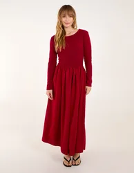 Knitted Scuba Crepe 2in1 Dress - ONE / RED - female