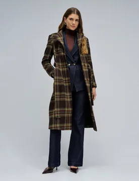 Abrigo de mujer de paño grace larga con cinturón - Salsa Jeans - FashionsVida
