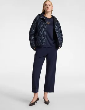 Pantalones de mujer chinos en punto milano mezcla viscosa ajuste regular cierre con botón y cremallera - Elena Miró - FashionsVida