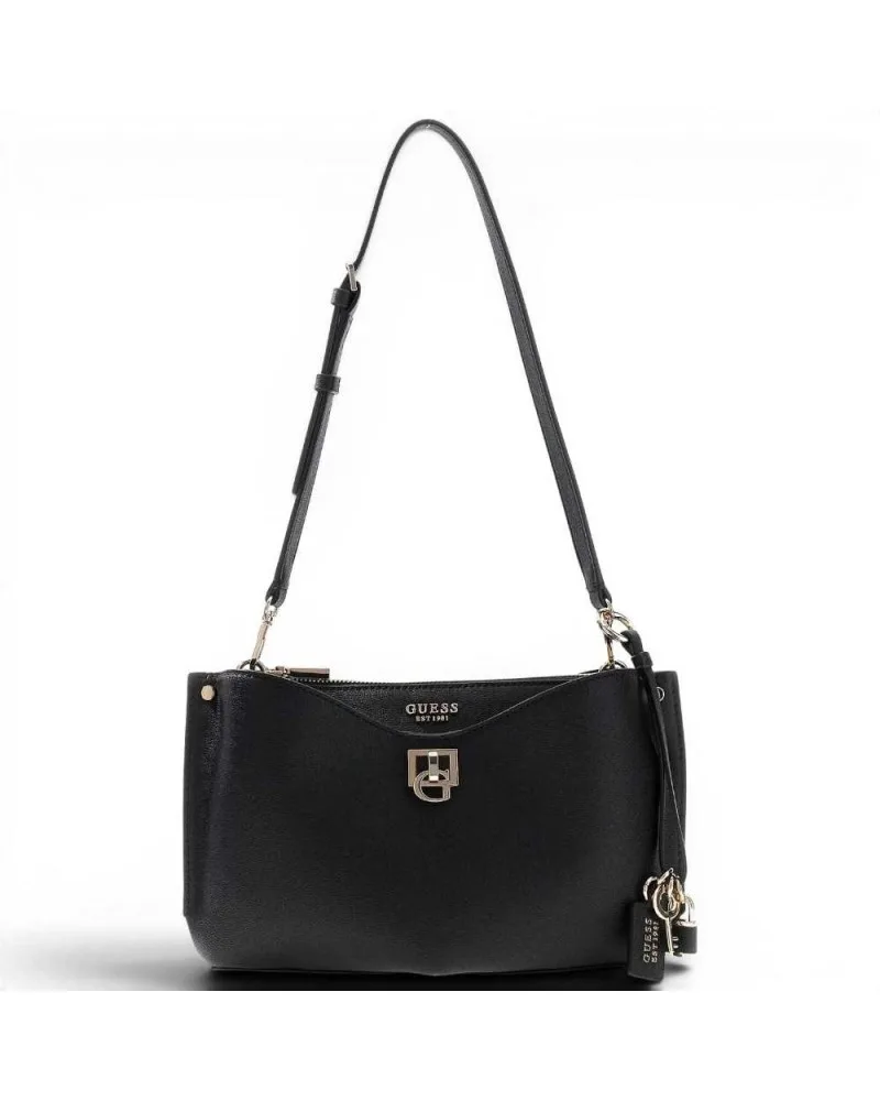 Borsa a Spalla Bianca Shoulder Bag Donna Nero in Materiale Sintetico con Logo Triangolo - Guess - FashionsVida