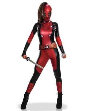 Sexy Deadpool Lizenzkostüm für Damen rot-schwarz - female - RUBIES FRANCE - FashionsVida