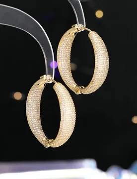 Luxury zirconia hoop earrings for women gold silver color shiny elegant jewelry evening party wedding bridal earrings circle - Aliexpress - FashionsVida