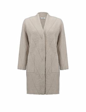 Abrigo con aspecto de piel beige M