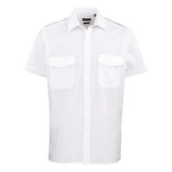 Mens Short-Sleeved Pilot Shirt (White) - Size 18 Inch