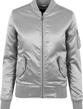 Giubbotto Bomber Donna Ladies Satin Bomber Jacket Silver