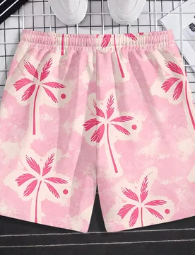 Pantalones cortos de playa casuales con estampado de palmeras para hombres - Shein - FashionsVida
