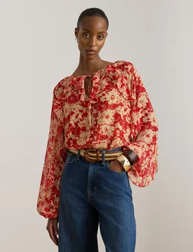 Blusa de mujer vaporosa con estampado - Lauren Ralph Lauren - FashionsVida