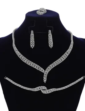 Jewelry Sets HADIYANA Elegant Trendy Birdal Necklace Earring Ring And Bracelet Set Women High Qualtity CN1805 Conjunto de joyas - Aliexpress - FashionsVida