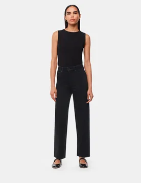 Mid Rise Barrel Leg Ankle Grazer Jeans Black female - Whistles - FashionsVida