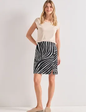 Knielanger Rock in Wickel-Optik female Schwarz - Street One - FashionsVida