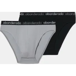 Pack de dos slips de hombre de algodón elástico logo cintura