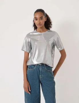 HUSH Metallic T-Shirt Silver female - hush - FashionsVida