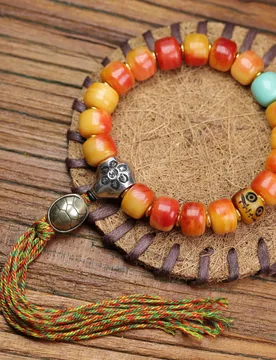 Tibetan Beef Bone Straight Old Barrel Beads Single Loop Hand Held Bracelet Ethnic Style Hand Twisted Hand Jewellery - Aliexpress - FashionsVida