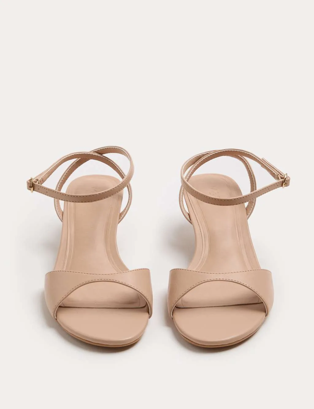 Ankle Strap Kitten Heel Peep Toe Sandals Nude female - M&S - FashionsVida