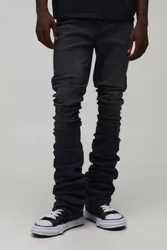Mens Skinny Flare Extreme Stacked Jeans - Charcoal Cotton - Size 36 Regular