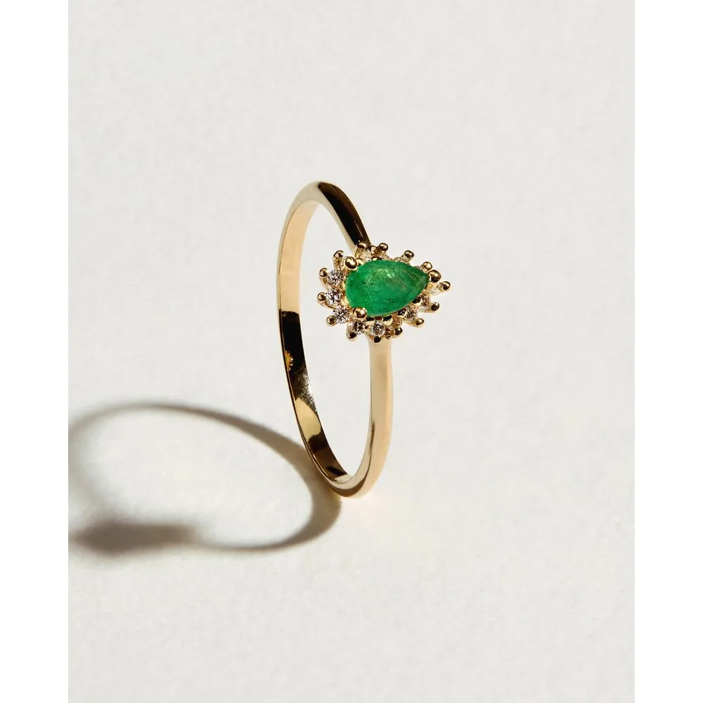 Anillo de oro con diamante y esmeralda - El Corte Inglés - FashionsVida