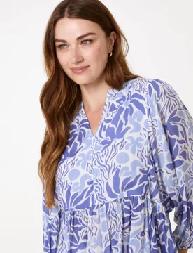 Crinkle Tunic Top - S/M / BLUE - female - Blue Vanilla - FashionsVida