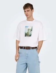 Oversized Pure Cotton Crew Neck T-Shirt White Mix male