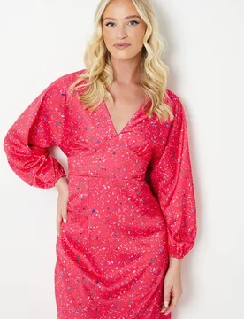 Women's Debut London by Coast V Neck Satin Midi Dress in Pink Size: 10 - Pink - Size: 10 - Debenhams - FashionsVida