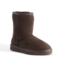 Womens "Cronulla" Australia Mid Calf Sheepskin Boot, Chocolate Leather - Size Uk 9