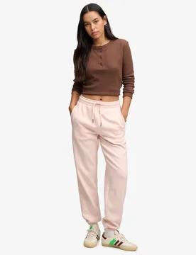 Superdry Damen Signature Jogginghose mit Bündchen und Stickerei Pink - Größe: 36 - 54.99 - FashionsVida
