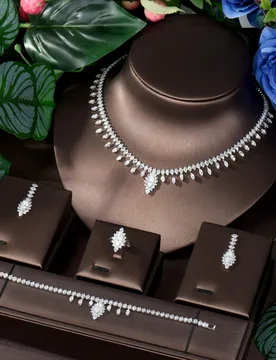 HIBRIDE Classic 4-Piece Set Necklace Earrings High Quality Cubic Zirconia Bridal Wedding Accessories Party Prom Jewelry N-1752 - Aliexpress - FashionsVida