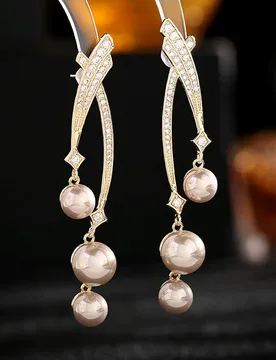 S925 Silver Needle Simple and Elegant Sense Niche Design High-end Cross Line Pearl Earrings - Aliexpress - FashionsVida