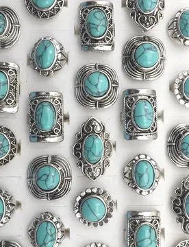 Vintage Style Semi-precious Stone Adjustable Rings 24pcs Wholesale - Aliexpress - FashionsVida