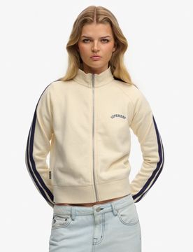 Superdry Damen Essential Logo Trainingsjacke mit Reißverschluss White - Größe: 46