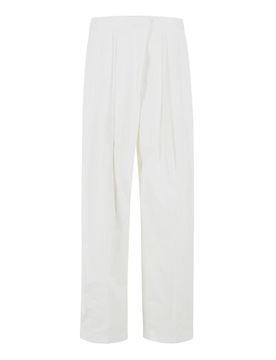 Pantaloni In Cotone Latte E Seta