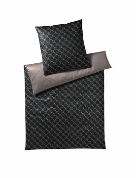 Satin-Bettwäsche Double 70x90cm / 140x200cm (Schwarz/Silber) schwarz baby