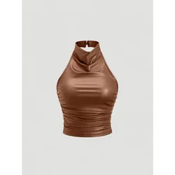 Golden Label Summer New Halter Top Solid Color Vest