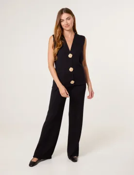 Two-Piece Set With Gold Button Details - 18/20 / BLACK - female - Blue Vanilla - FashionsVida