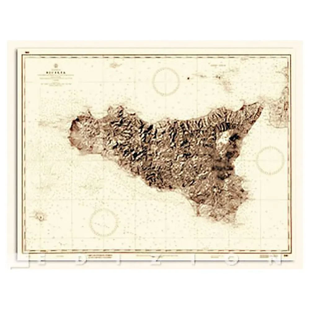 Historical Sicily Island Map White 75 x 92 cm unisex - Istituto Idrografico - FashionsVida