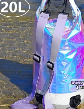 L/20L Bolsa seca impermeable y colorida - Diseño con asa doble/correa para el hombro, bolsa de equipo de natación, equipada con sistema de clip mult - Shein - FashionsVida