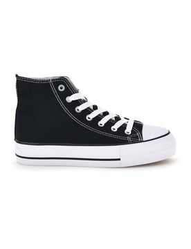 Sneakers nero in tela stringate alte 8012 38