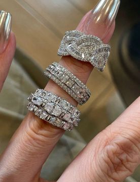 Juego de 3 anillos de cobre con cruz geométrica de circonita cúbica de lujo, adecuado para banquetes y fiestas de mujeres