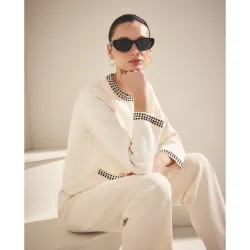 Chaqueta corta lisa de mujer