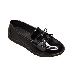 Women's Loafers Flats Girl's School Comfortable Slip-On Shoes with Lace in Black Size: 6 - Black - Size: 6