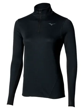 Maglietta A Manica Larga Con Mezza Cerniera Tech Thermal Charge Black M - Mizuno - FashionsVida
