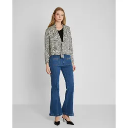 Pantalones de campana de mujer denim con nervio central