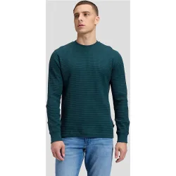 Camiseta de hombre de punto waffle de manga larga y corte regular