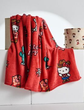Coperta con motivo cowboy Hello Kitty - rosso