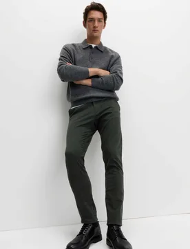 Slim Fit Cotton Rich Stretch Chinos Dark Pewter male - M&S - FashionsVida